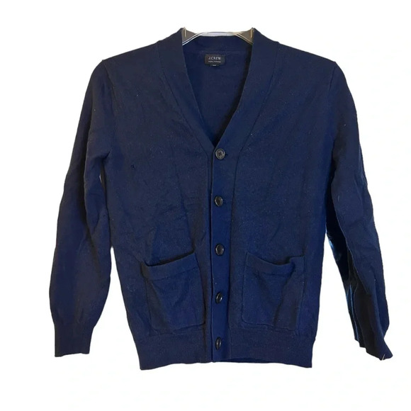 J.Crew Navy Blue Merino Wool Cardigan - Picture 1 of 7